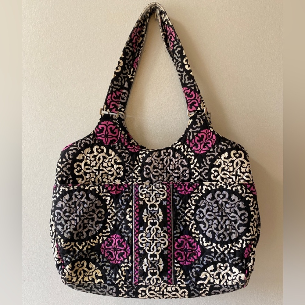 VERA BRADLEY Triple Zip Tote Bag in Canterberry Magenta (Retired Pattern)